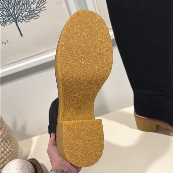 Stuart Weitzman NWT Montana Slouch Black Suede Knee-High Boots with Tan Sole - Picture 5 of 7